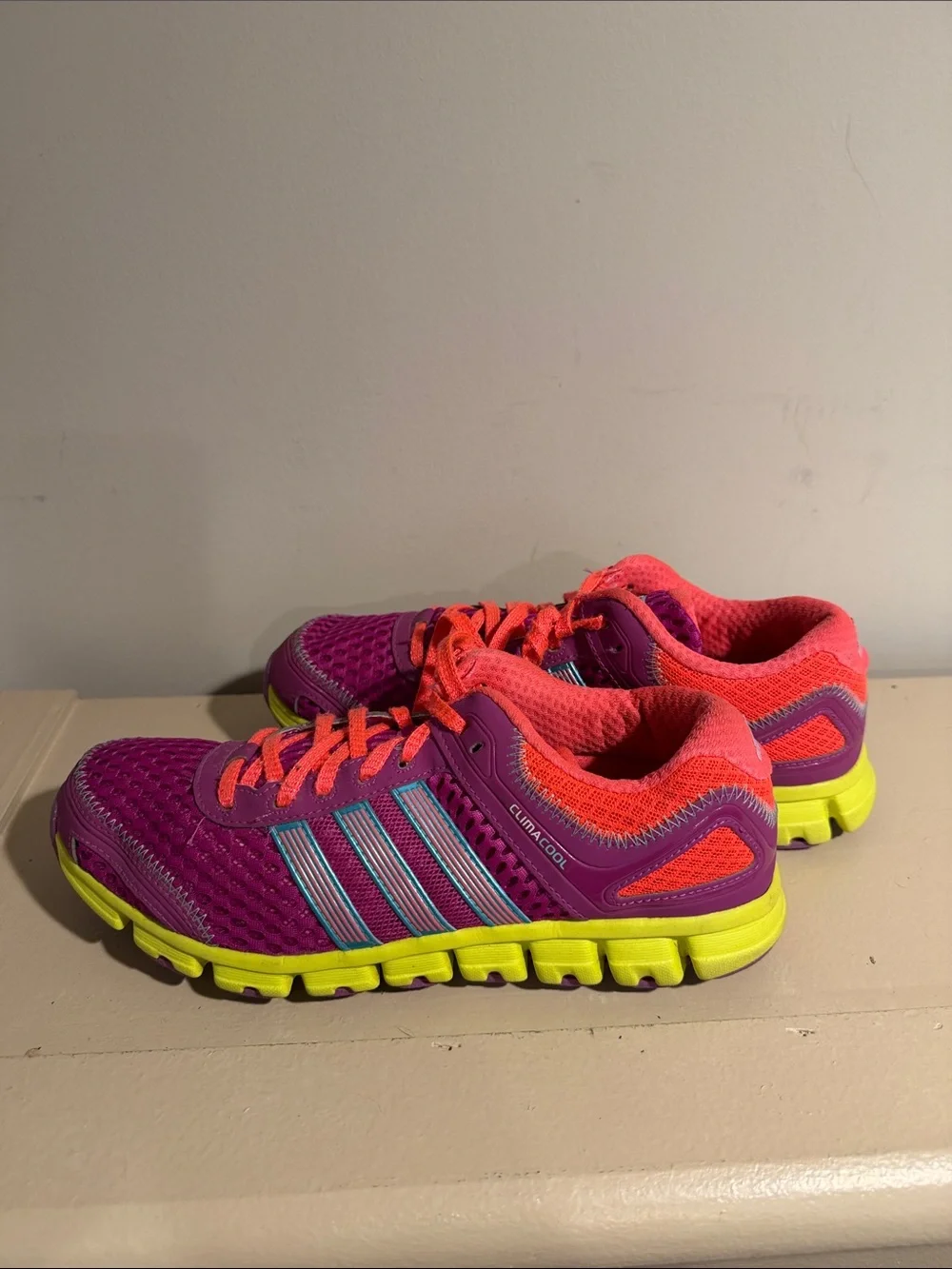 adidas Women’s Athletic Sneakers - Purple with Pink and Neon Yellow